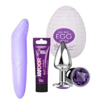 Kit Acessórios Sexuais com Vibrador PLug Gel Apimenta Relação Sex Shop