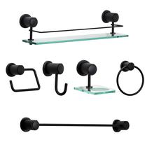 Kit Acessórios Suportes Banheiro Lavabo 6 Peças Preto Luxo