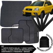 Kit Acessórios Tucson 2004 a 2016 Tapete Emborrachado + Porta Malas + 5 Capas de Cinto Segurança
