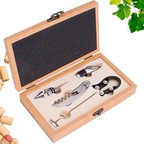 Kit acessórios Vinho 5 peças Bambu Abridor Saca Rolhas Termômetro Tampa Estojo Maleta Luxo