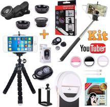 Kit Acessórios Youtuber Profissional + Tripé Flexível Celular Universal + Luz Led Flash Ring Light + Bastão Selfie Kit Acessórios Youtuber Profissional + Tripé Flexível Celular Universal + Luz Led Flash Ring Light + Bastão Selfie