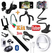 Kit Acessórios Youtuber Profissional Tripé Microfone Lapela Celular Universal Suporte Mesa Ring Light Bastão Selfie Kit Acessórios Youtuber Profissional Tripé Microfone Lapela Celular Universal Suporte Mesa Ring Light Bastão Selfie