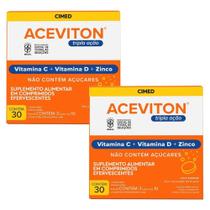 Kit Aceviton Tripla Ação Cimed Sabor Laranja Com 2 Unidades De 30 Comprimidos Efervescentes Cada