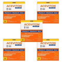 Kit Aceviton Tripla Ação Cimed Sabor Laranja Com 5 Unidades De 30 Comprimidos Efervescentes Cada