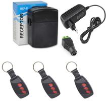 kit acionamento fechadura elétrica com receptora 3 controles