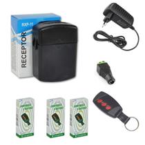 kit acionamento fechadura elétrica com receptora 4 controles