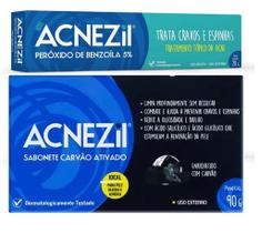 Kit Acnezil Sabonete Carvao Ativado 90g + acnezil gel 20g contra cravos e espinhas = acnase - CIMED