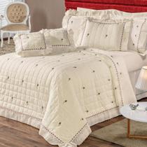 Kit Acolchoado Algodão 9 Peças Tamanho Queen Bordado Luxo Kit Acolchoado Algodão 9 Peças Tamanho Queen Bordado Luxo