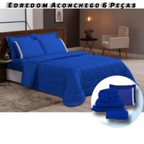 Kit Aconchego Casal Queen Edredom Dupla Face+Jogo Lençol Roupa De Cama Elastico Fronha Leze