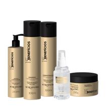 Kit Acquaflora 15 Beneficios Shampoo Condicionador Máscara Leave-in e Óleo de Coco (5 produtos)