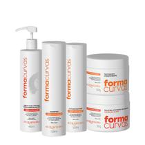 Kit Acquaflora Forma Curvas Shampoo Condicionador Tratamento Condicionante Creme de Pentear Cachos e Gelatina Suave (5 p