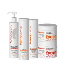 Kit Acquaflora Forma Curvas Shampoo Condicionador Tratamento Condicionante Creme de Pentear Crespos e Gelatina Suave (5