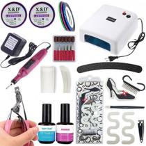 Kit Acrigel Gel Uv Led Top Coat Primer Pó Acrílico Lixadeira