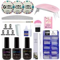 Kit Acrigel Unhas Alongamento Géis Bond Aid Cabine Sun Mini