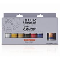 Kit Acrílica Flashe Lefranc 20ml 6 Cores + Verniz Kit Acrílica Flashe Lefranc 20ml 6 Cores + Verniz