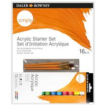 Kit Acrílico Daler Rowney Simply Iniciante c/ 16 Itens Kit Acrílico Daler Rowney Simply Iniciante c/ 16 Itens