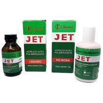Kit acrílico pó + líquido ROSA resina para restauração em geral odonto prótese - JET Clássico