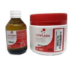 Kit Acrílico Vipi Flash Pó 225g Incolor + Líquido 120ml Resina Reparos Gerais Odonto Prótese