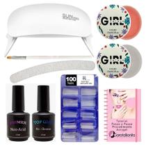 Kit Acrygel Extensão Alongamento Unha Sun Mini Tips Curvada