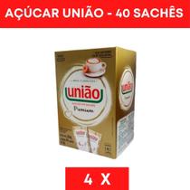 Kit açúcar união premium 40 sachês 4 unidades