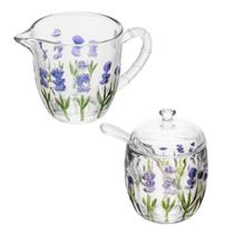 Kit Açucareiro 180ml e Leiteira 240ml Cristal Lavanda -Lyor Kit Açucareiro 180ml e Leiteira 240ml Cristal Lavanda -Lyor