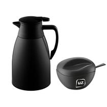 Kit Açucareiro e Garrafa Térmica Bulee C/ Gatilho Antigota 1 litro Café Chá Leite UZ