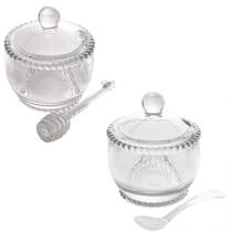 Kit Açucareiro e Meleira em Cristal Pearl Transparente 200ml