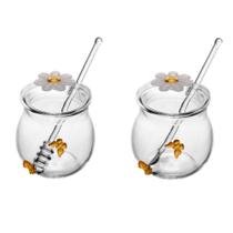 Kit Açucareiro e Meleira Sun Garden em Vidro Borossilicato para Mesa Transparente Wolff Kit Açucareiro e Meleira Sun Garden em Vidro Borossilicato para Mesa Transparente Wolff