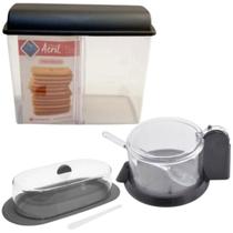 Kit Açucareiro Mantegueira Porta Biscoito 3 Peças Linha Cril