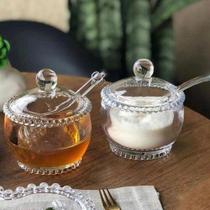 Kit Açucareiro + Meleira de Cristal c/ Colher Pearl - Wolff Kit Açucareiro + Meleira de Cristal c/ Colher Pearl - Wolff