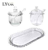 Kit Açucareiro + Meleira + Travessa Lyor Cristal Mesa Posta Kit Açucareiro + Meleira + Travessa Lyor Cristal Mesa Posta