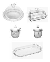 Kit Açucareiro + Meleira + Travessa + Queijeira + Manteigueira CORAÇÃO Kit Açucareiro + Meleira + Travessa + Queijeira + Manteigueira CORAÇÃO