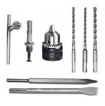 Kit Adaptador 9 Peças Mandril Chave Aperto Brocas Martelete Kit Adaptador 9 Peças Mandril Chave Aperto Brocas Martelete