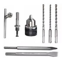 Kit Adaptador 9 Peças Mandril Chave Aperto Brocas Martelete Sds Plus KaQi