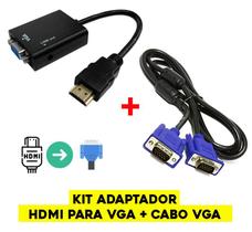 Kit Adaptador HDMI Para VGA + Cabo VGA 1,5 Metro Ligar Notebook Monitor Tv