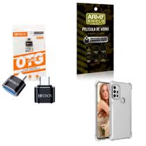 Kit Adaptador USB para Tipo C + Capinha Motorola G20 + Película 3D - HRebos