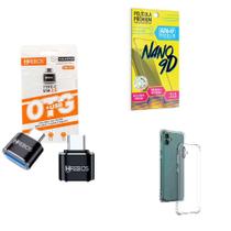 Kit Adaptador USB para Tipo C + Capinha Samsung A04 + Película 9D