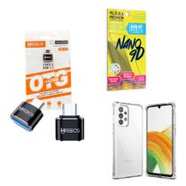 Kit Adaptador USB para Tipo C + Capinha Samsung A33 + Película 9D