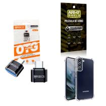 Kit Adaptador USB para Tipo C + Capinha Samsung S22 + Película 3D - HRebos