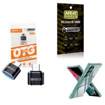 Kit Adaptador USB para Tipo C + Capinha Samsung S23 Ultra + Película 3D