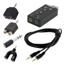 Kit Adaptadores de Áudio P2 P3 P10 Cabo Auxiliar Placa de Áudio Combo