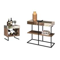 Kit Adega e Aparador Com Espelho Aurora Demolição Preto Kit Adega e Aparador Com Espelho Aurora Demolição Preto