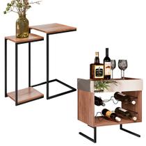 Kit Adega e Mesa Auxiliar Industrial Ariel Demolição - Pallazio Kit Adega e Mesa Auxiliar Industrial Ariel Demolição - Pallazio