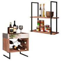 Kit Adega e Prateleira Multiuso 60 cm Industrial Ariel Demolição - Pallazio Kit Adega e Prateleira Multiuso 60 cm Industrial Ariel Demolição - Pallazio