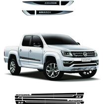 Kit Adesivo Amarok Faixa Lateral Sport 3.0 E Aplique Cromado