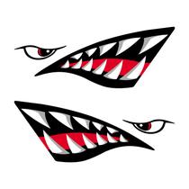 Kit Adesivo Boca De Tubarão Para Caiaque Jet Ski Barco Remo