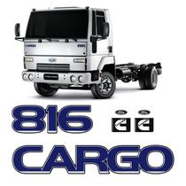 Kit Adesivo Capô Cargo 816 Ford Caminhão Emblema Azul Escuro