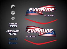 Kit Adesivo Compatível Evinrude 175 E-TEC Customizado Kit Adesivo Compatível Evinrude 175 E-TEC Customizado