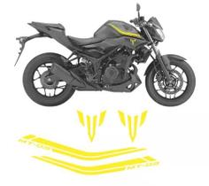 Kit Adesivo Completo Faixa Lateral Yamaha Mt03 2016 Amarelo