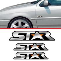 Kit Adesivo Cromado STAR Lateral Auto Emblema Vinil 3un Porta